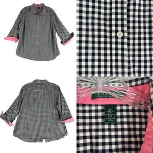 Polo Ralph Lauren LRL Shirt Women’s Plus Size 2X Plaid Black Button Down